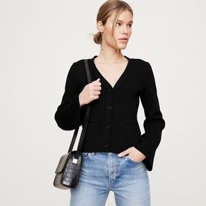 NWOT Banana Republic eversoft black cotton silk flare sleeve cardigan sweater